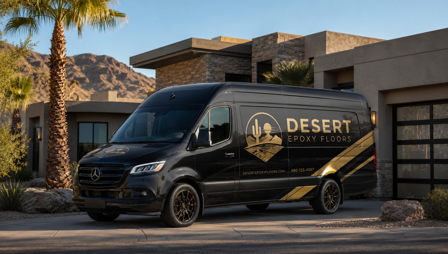 Desert Epoxy Floors branded vehicle serving Scottsdale